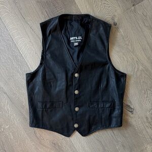 Vintage Art’s Riding Apparel Black Leather Vest for Men